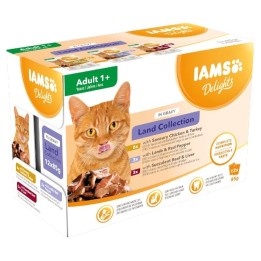 IAMS DELIGHTS Land Collection in salsa scatoletta – cibo umido per gatti – 12x85g