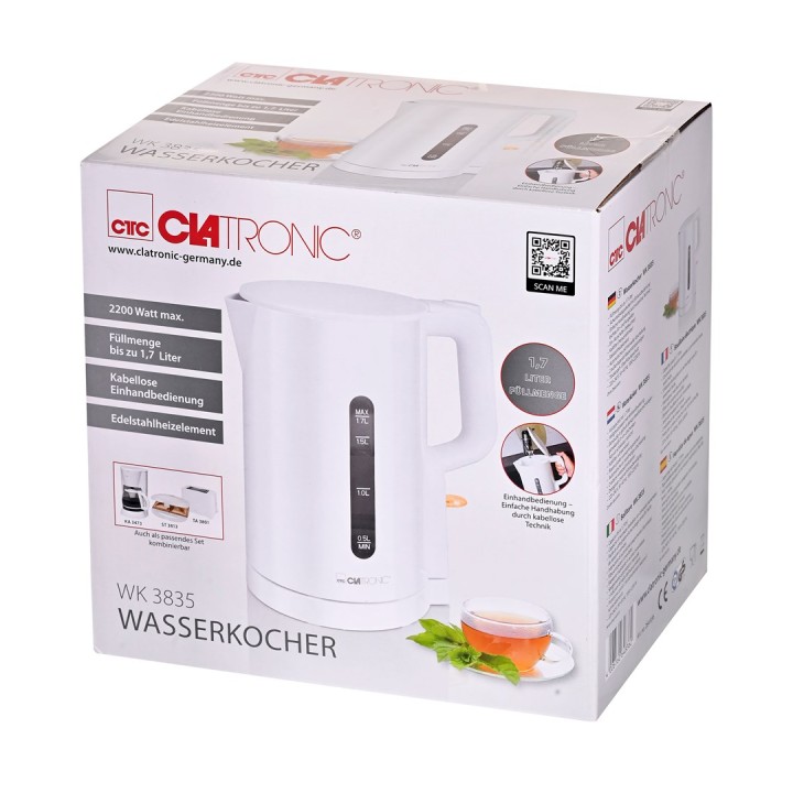 Clatronic WK 3835 Bollitore elettrico 1.7 L 2200 W Bianco