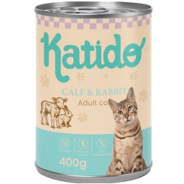 KATIDO Vitello con coniglio - cibo umido per gatti - 400g