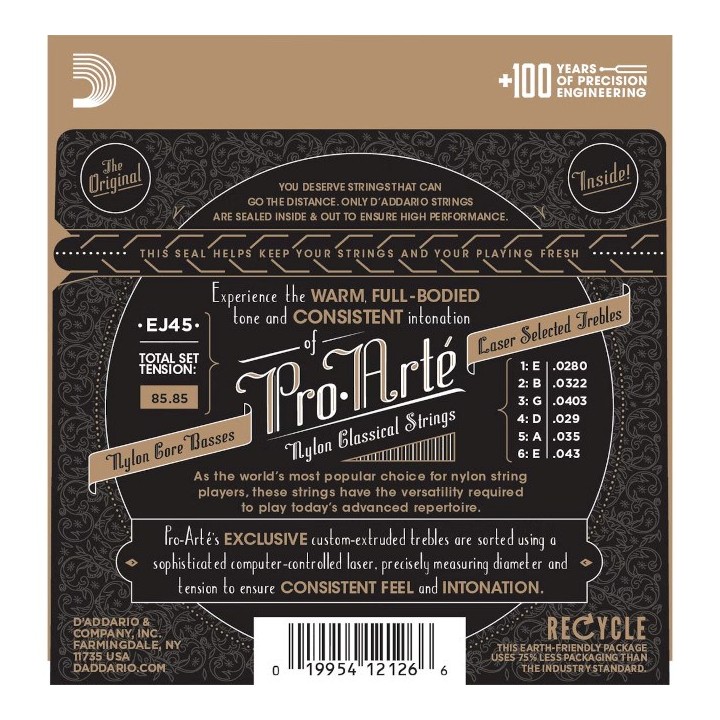 D'Addario EJ45 Pro-Arté Nylon - corde chitarra classica