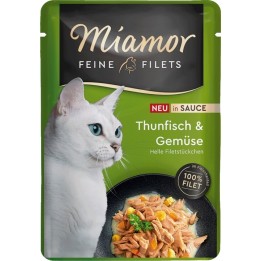 MIAMOR Fine Filets Tonno con verdure in salsa - cibo umido per gatti - 100g