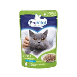 PREVITAL Cibo per gatti Sterile Pollame in salsa - Cibo umido per gatti - Bustina 100 g