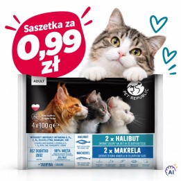 PETREPUBLIC Adult Halibut e sgombro box - cibo umido per gatti – 4x100g