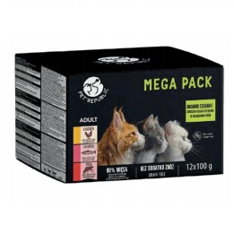PETREPUBLIC Mega Pack Pollo salmone vitello - cibo umido per gatti - 12x100g
