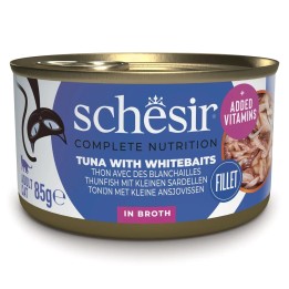 SCHESIR in acqua di cottura Tonno con bianchetti - cibo umido per gatti - 85 g