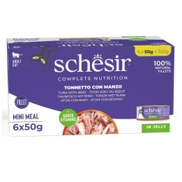 SCHESIR in gelatina Tonno con manzo - cibo umido per gatti - 6 x 50 g