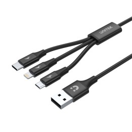 UNITEK C14049BK USB cavo 1.2 m USB 2.0 USB C Micro-USB B/Lightning nero