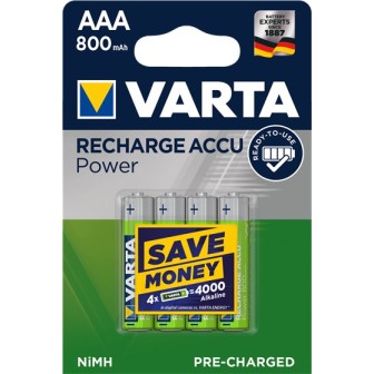 VARTA HR03 AAA Recharge Accu Power 800 mAh 56703 Batterie ricaricabili 4 pz Verde