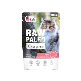 VETEXPERT Raw Paleo Adult Sterilised Maiale - cibo umido per gatti - 100g