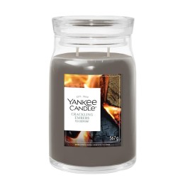 Yankee Candela Crackling Embers candela di cera Cilindro Legno Grigio 1 pz