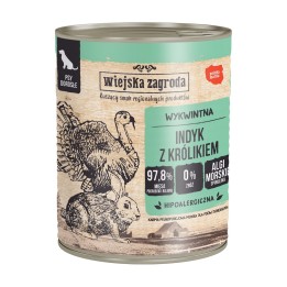 WIEJSKA ZAGRODA Tacchino con coniglio - cibo umido per cani - 800g
