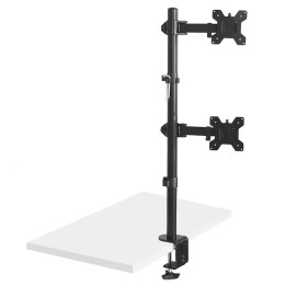 Maclean MC-967 supporto monitor da scrivania doppio verticale max VESA 100x100 13-27 2x 9kg verniciato a polvere inclinabile ruo