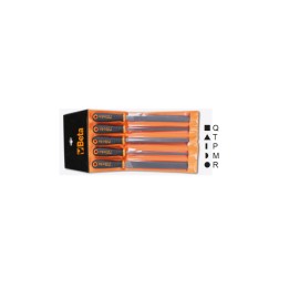 Beta 1719BMA8/B5 Serie di 5 lime a taglio mezzodolce, con impugnatura in busta appendibile 017190297