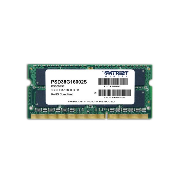 Patriot Memory 8GB PC3-12800 modulo di memoria 1 x 8 GB DDR3 1600 MHz