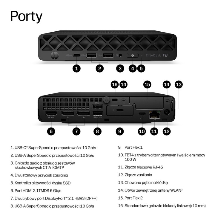 HP EliteDesk 8 Mini G2i Desktop Next Gen AI PC Copilot+ PC Intel Core Ultra 7 356H 16 GB DDR5-SDRAM 512 GB SSD Windows 11 Pro Mi