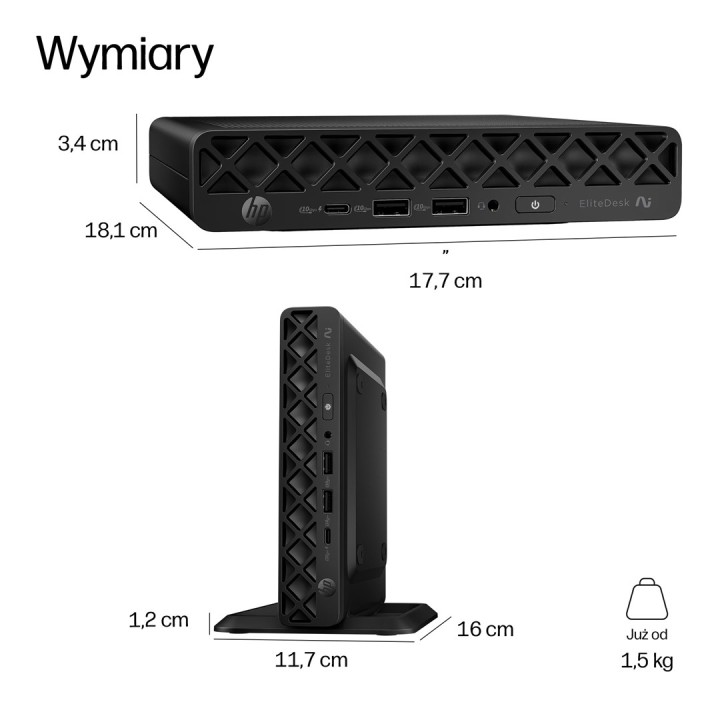 HP EliteDesk 8 Mini G2i Desktop Next Gen AI PC Copilot+ PC Intel Core Ultra 7 356H 16 GB DDR5-SDRAM 512 GB SSD Windows 11 Pro Mi