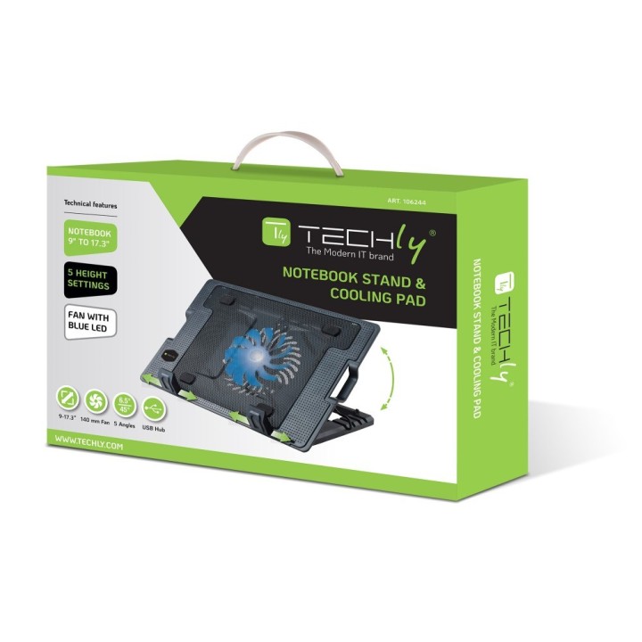 Techly Supporto per notebook e pad di raffreddamento per notebook fino a 17.3