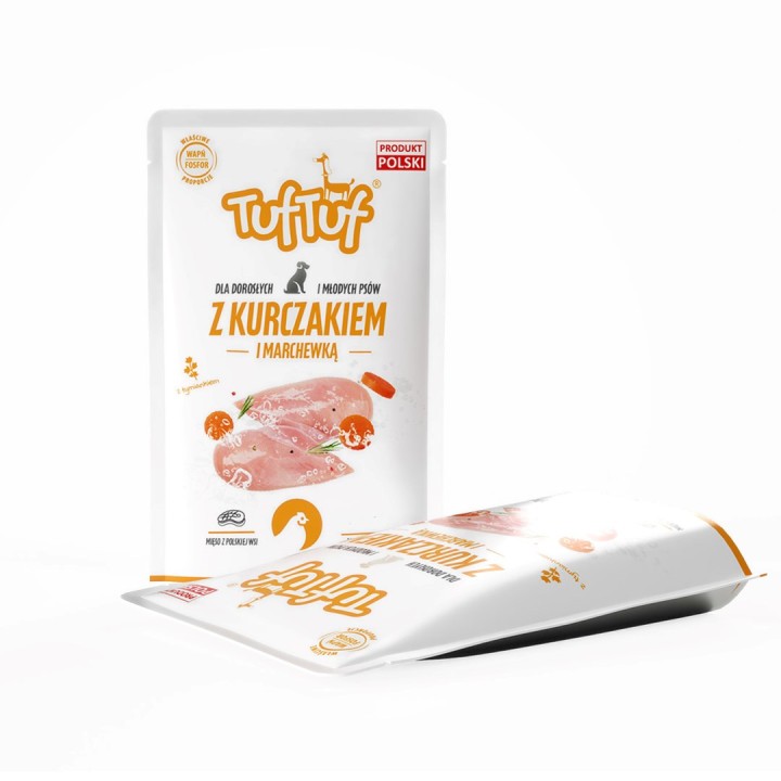 TUF TUF cibo umido per cani pollo macinato con carote - 500g