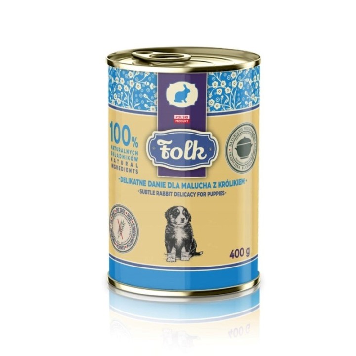FOLK Pasto delicato per cuccioli con coniglio mono - cibo umido per cani - 400g