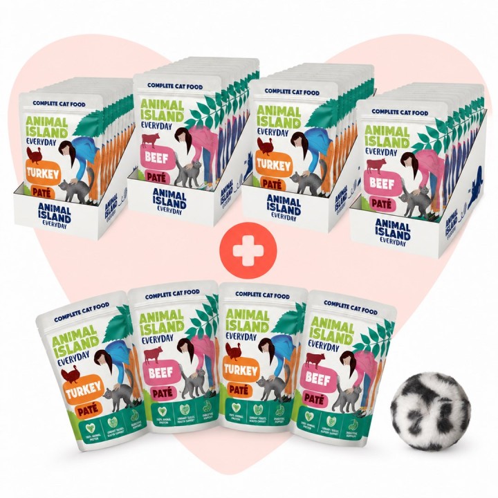 ANIMAL ISLAND Love Box Pate Box + Toy - cibo umido per gatti - 48x100g