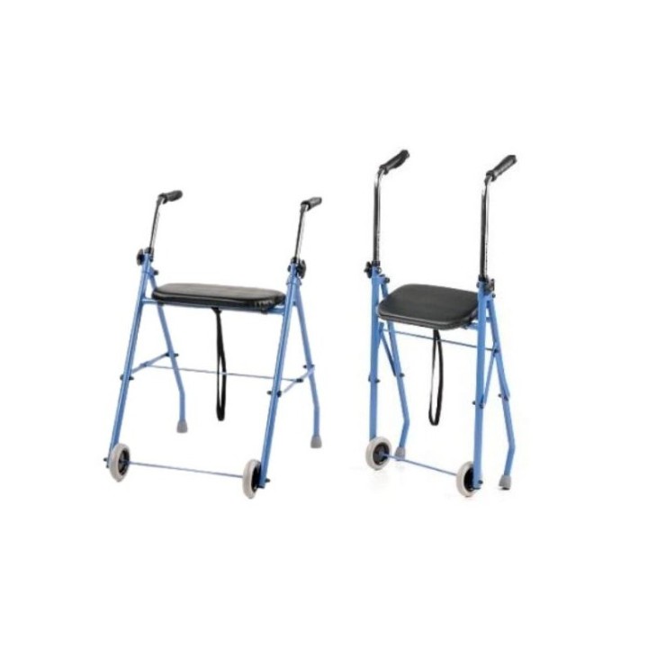 Supporto riabilitativo a due ruote - deambulatore blu nero