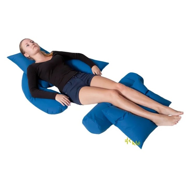 Cuscino posizionamento letto U-crescent in fibra di silicone blu