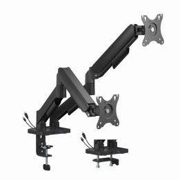 Gembird MA-DA2U-01 Braccio di montaggio regolabile da scrivania 2-display con porte USB 17"-32 nero
