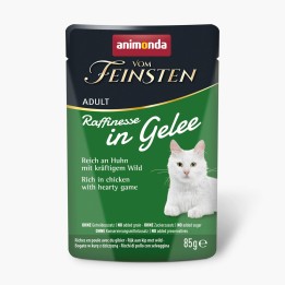 ANIMONDA Vom Feinsten Adult Raffinesse in gelatina ricco di pollo con selvaggina - Cibo umido per gatti - 85 g