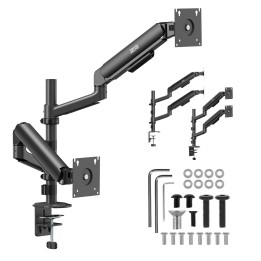Ergo Office Supporto / staffa per 2 monitor a molla a gas 17 -32 1-10 kg nero opaco ER-692 B