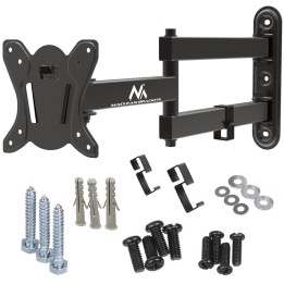 Maclean MC-417 supporto a parete full motion per TV monitor 13-32 30kg max VESA 100x100 verniciato nero universale supporto staf