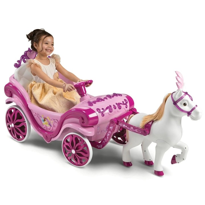 Huffy Carrozza elettrica Disney Princess con cavallo 6 V rosa
