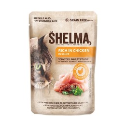 SHELMA Ricco di pollo in salsa - cibo umido gatti - 85g