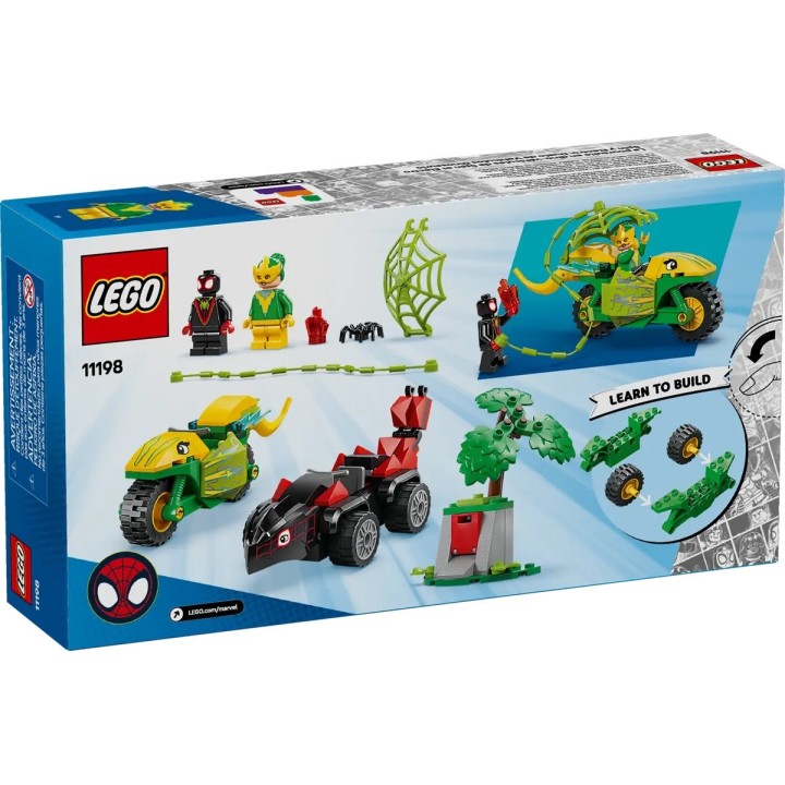 LEGO MARVEL 11198 Inseguimento Veicolo Dinosauro Spin ed Electro