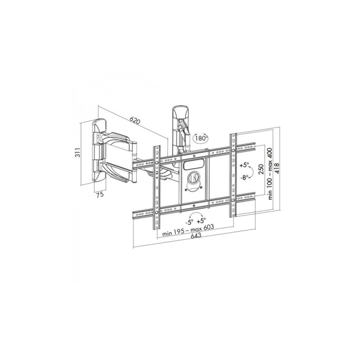 Supporto TV ART AR-85 LCD/LED 32-70 45KG regolazione verticale/orizzontale
