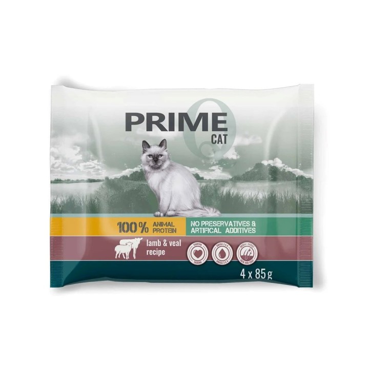 PUPIL Prime ricco di agnello con tacchino + vitello con coniglio Box - cibo umido per gatti - 4x85g