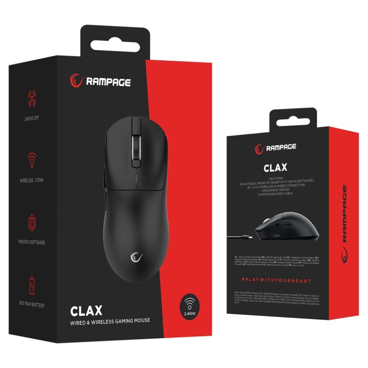 RAMPAGE CLAX MOUSE NERO 24000 DPI