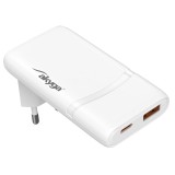 Akyga USB Ladegerät 65 W USB-C® USB-A Bianco Cuffie Telefono mobile Tablet Telefono Universale Altoparlante portatile Stampante 