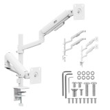Ergo Office Supporto/Gancio per 2 Monitor Molla a Gas 17 -32 1-10 kg Bianco Opaco ER-692 W