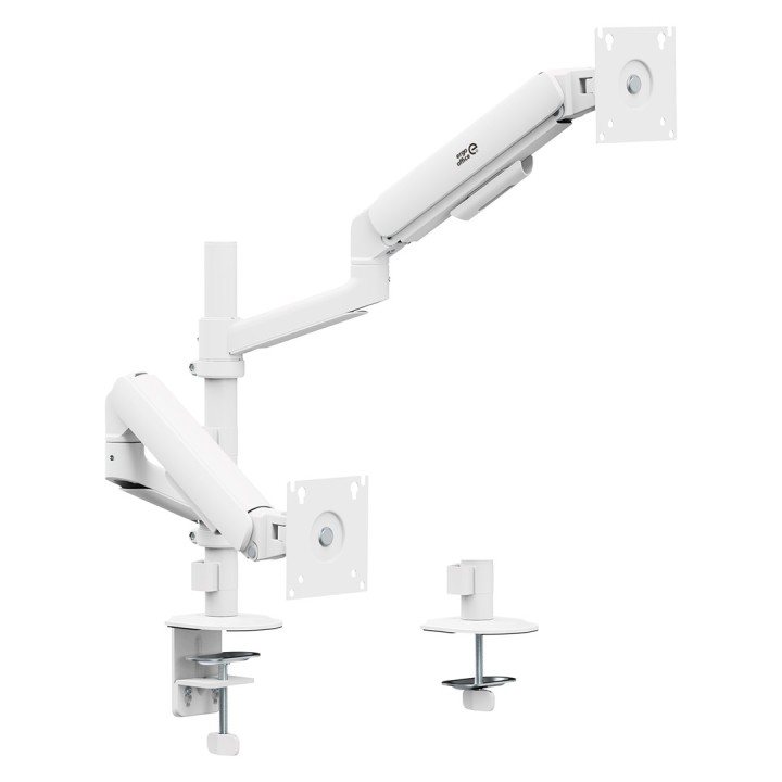Ergo Office Supporto/Gancio per 2 Monitor Molla a Gas 17 -32 1-10 kg Bianco Opaco ER-692 W