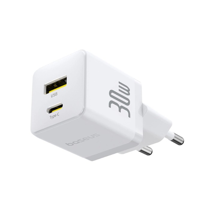 Caricabatterie da parete Baseus Palm 30W USB-C USB-A bianco