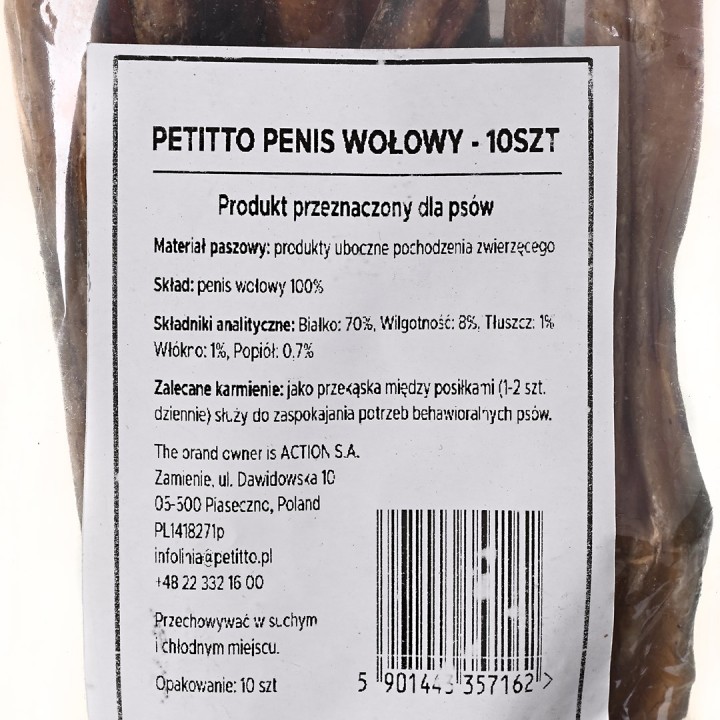 PETITTO Pizzle di manzo - snack per cani - 10