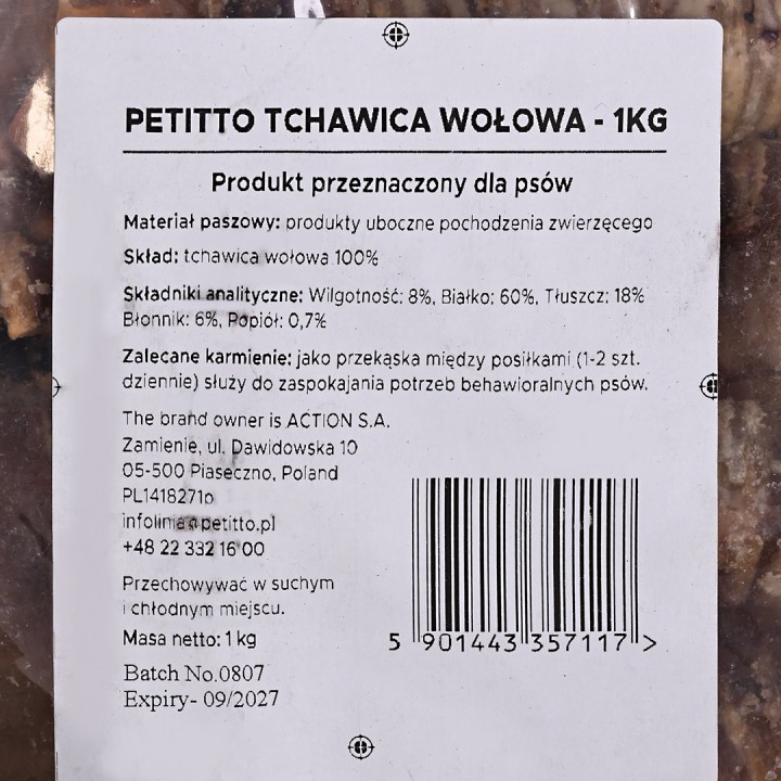 PETITTO Trachea di manzo - snack per cani - 1kg