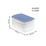 ROTHO Rondo Horizon blu - contenitore per conservazione alimenti - 2 x 0 75l 1 x 1 35l