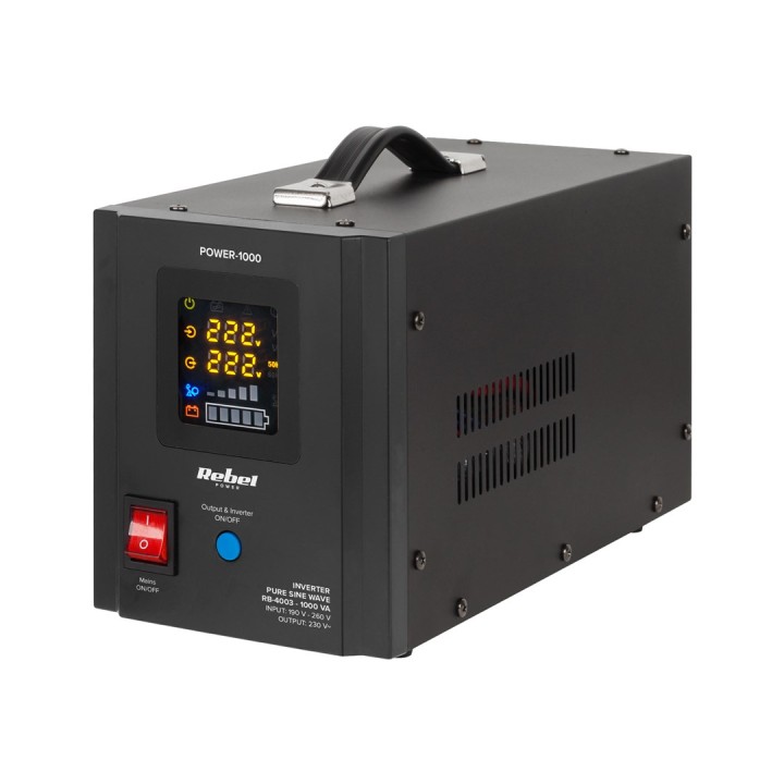 Rebel POWER-1000 alimentatore di emergenza – inverter ad onda sinusoidale pura con funzione di carica 12V 230V 1000VA/700W