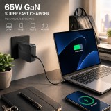 Qoltec 51778 GaN 65W Caricabatterie | 5-21V | 3-3.25A | USB-C PD PPS