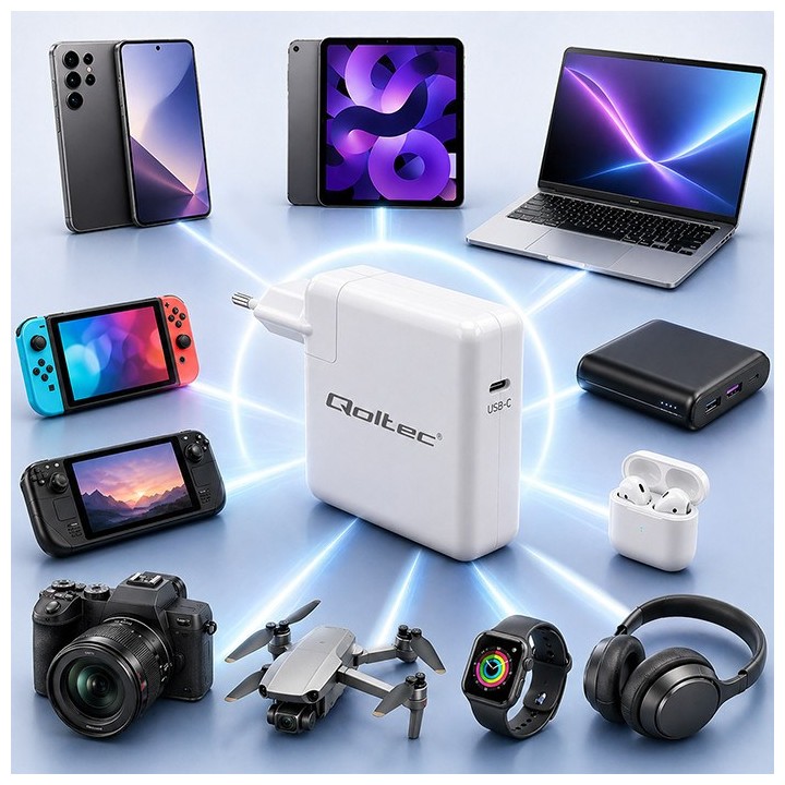 Qoltec 51783 PD 96W caricabatterie | 5-20V | 3-4.8A | USB-C