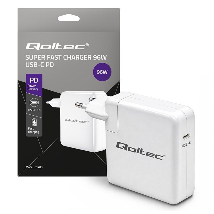 Qoltec 51783 PD 96W caricabatterie | 5-20V | 3-4.8A | USB-C