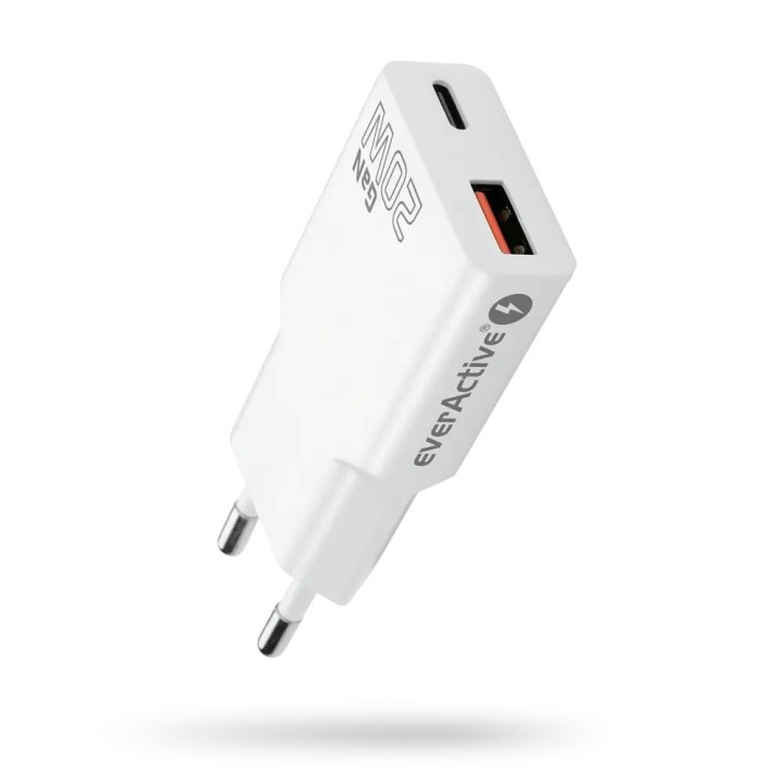 Caricabatterie everActive GaN SUPER SLIM SC-340Q USB QC3.0 e USB-C PD 20W