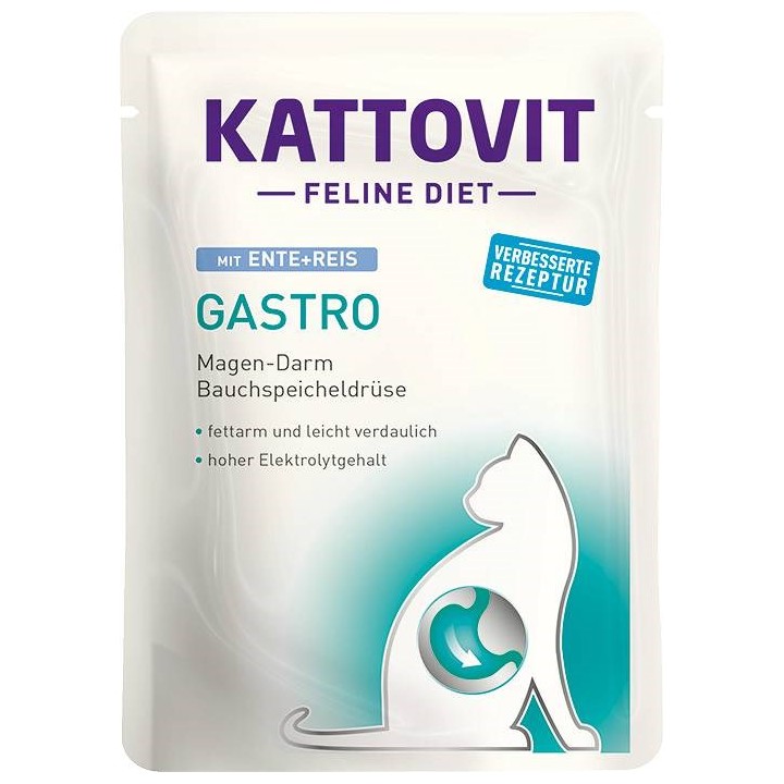 KATTOVIT Feline Diet Gastro Anatra con riso - cibo umido gatti - 85g
