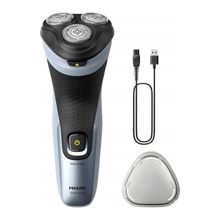 Philips X3063/00 Rasoio uomo Rasoio rotante Regolabarba Nero Blu